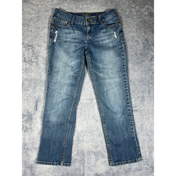 Simply Vera Vera Wang Womens Straight Leg Jeans Medium Wash Distressed Size 6 - Picture 6 of 16